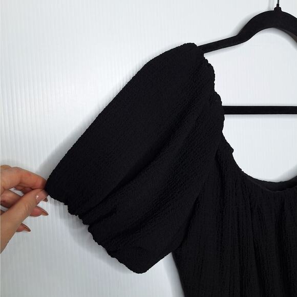 ASTR The Label Smocked Tiered Dress Midi Peasant Puff Sleeve Cottage Medium - Picture 7 of 11